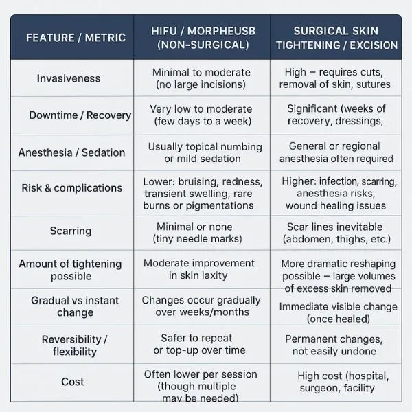Lost the Weight but Not the Loose Skin? 3 A table showing the benefits of Lipo Sculpt Highworth treatments to combat loose skin.